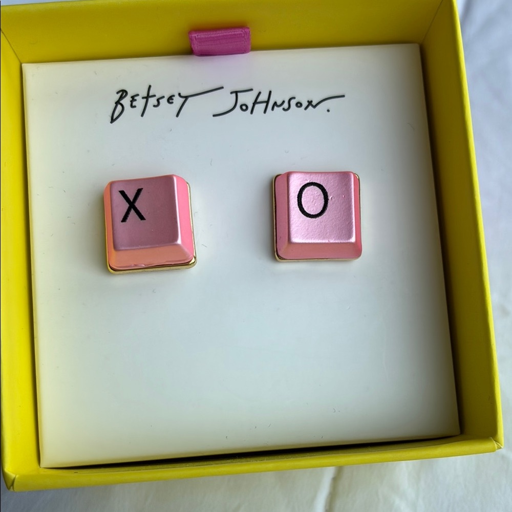 Betsey Johnson Pink XO Keyboard Earrings